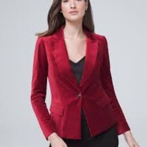 WHBM White House Black Market Red Velvet Blazer